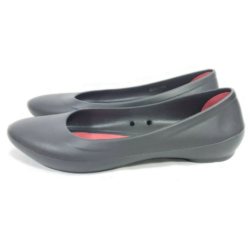 Crocs Ballet Flats Women's Size 8 Black Water Resistant Foam Insoles - Picture 4 of 7